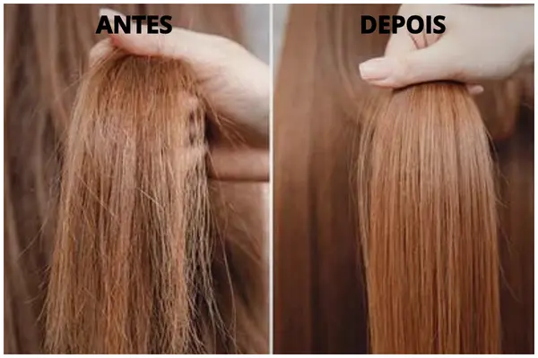 Antes e depois da terapia capilar para cabelos danificados